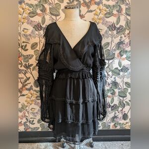 Love, Sam- Black chiffon, beaded dress- Size XS